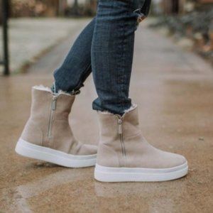 Jslide Faux Fur-Lined Microsuede Sneaker Booties